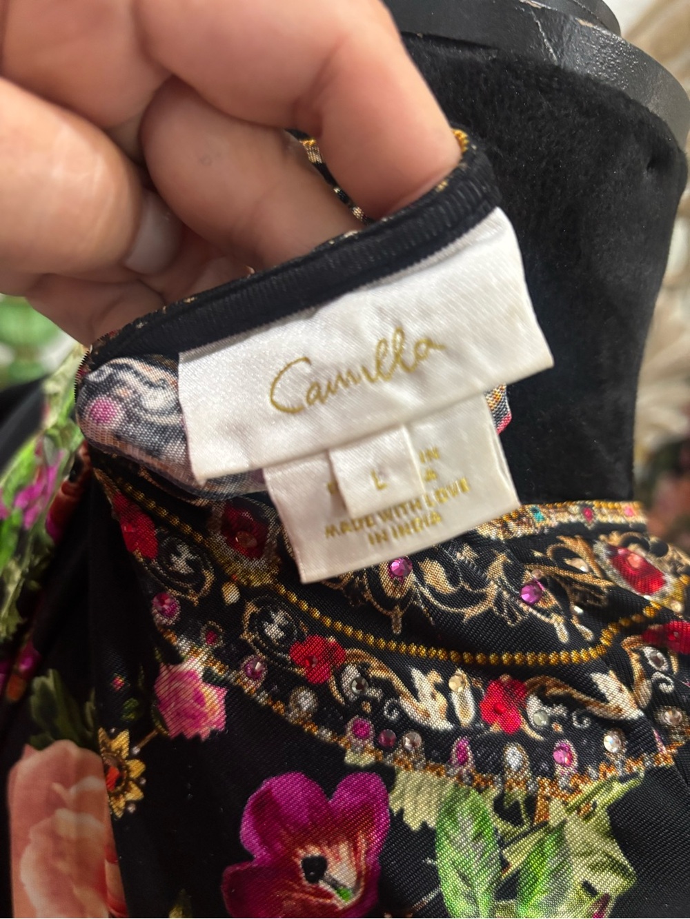 Camilla Black Floral Maxi Dress with Pink and Purple Accents - Picture 3 of 3